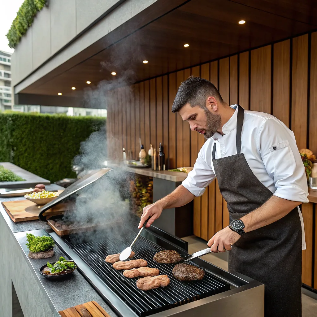Grilling master at work